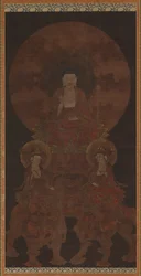 Den historiske Buddha Shakyamuni med bodhisattvorna Fugen..., Muromachiperioden, 1400-talet