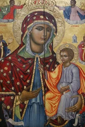 Heliga gravskyrkan, den grekisk-ortodoxa katolikonen, Jungfru Maria och barnikonen, Jerusalem, Israel
