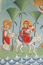 Heliga jungfrun och Saint John Kame koptisk klosterikon Den heliga familjen Egypten - Det syriska klostret
