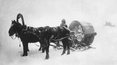 Hästdragen släde kibitka, Sibirien, Ryssland, 1890-talet