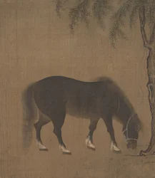 Häst och pilträd, tidigt 1400-tal.