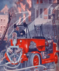 Hur brandbilen släcker branden, 1935