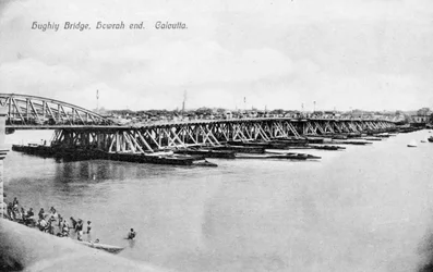 Howrah-bron över Hooghlyfloden, Calcutta, Indien, tidigt 1900-tal