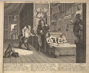 Hudibras and the Lawyer Plate 12: Illustrationer till Samuel Butlers Hudibras, 1725-30.