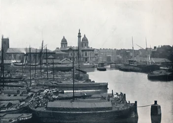 Hull - Princes Dock: With The Wilberforce Memorial and Dock Offices, 1895