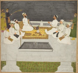 Husain Ali Khan underhåller sina bröder Sayyid-bröderna, ca. 1712-19.