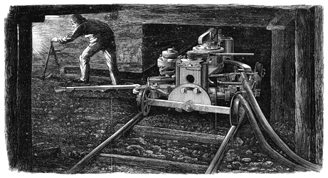 Hydraulisk kolskärmaskin, kallad The Iron Man, 1867