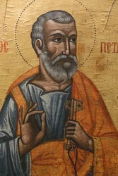 Ikon i Pedoulas bysantinska museum: Sankt Peter (1600-talet), 20150510, Pedoulas, Cypern