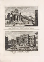 Illustration hentet fra boken Samling av antika och moderna vyer över staden Rom och dess närhet av ukjent författare och utgitt av på Piale neg.
