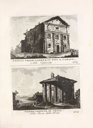 Illustration hentet fra boken Forntida och moderna åsikter det mest intressanta i staden Rom av ukjent författare och utgitt av Av Venanzio Monaldini, Stefano Piale in Piazza di Spagna (it, [ca. 1820])