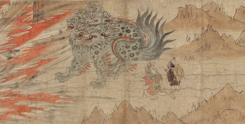 Illustrerade legender om Kitano Tenjin-helgedomen Kitano Tenjin engi emaki, sent 1200-tal.