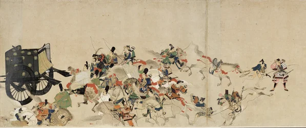Illustrerad berättelse om Heiji-inbördeskriget Det kejserliga besöket i Rokuhara 3-rullen, 1200-talet