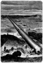Illustration från Från jorden till månen av Jules Verne, 1865
