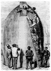 Illustration från Från jorden till månen av Jules Verne, 1865