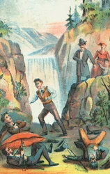 Illustration från en affisch som annonserar en teateruppsättning av Uncle Toms Cabin, 1870