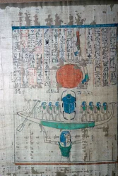 Bild av den egyptiska kreativa myten från Papyrus av Anhai