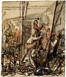 I en konstnärsstudio, 1820-talet