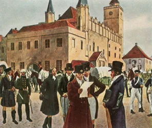 Framför rådhuset i Reichenbach i Schlesien under vapenvilan, 1813, 1936.