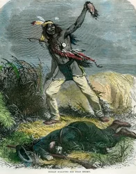 Indier skalperar sin döda fiende, 1800-talet