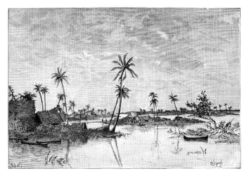 Indisk bosättning på öarna San Blas Bay, c1890