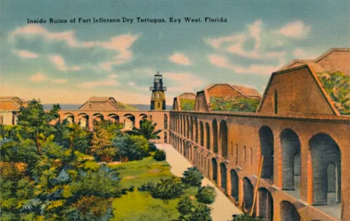 Inuti ruinerna av Fort Jefferson Dry Tortugas, Key West, Florida, c1940-talet