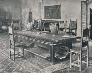 Interiör, Palazzo Davanzati - Med 1400-talsbord från Parma eller Modena District, 1928