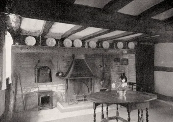 Interiör av Anne Hathaways Cottage, Stratford-upon-Avon, Warwickshire, England, 1924-1926