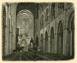 Interiör av Chichester Cathedral, Looking East, 1898.