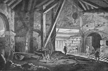 Interiör av ett smälthus i Broseley, Shropshire, 1788, 1904
