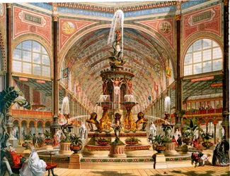Interiör av Crystal Palace under den internationella utställningen, 1862