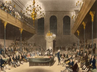 Interiör av House of Commons, Westminster, London, 1809