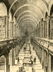 Bibliotekets inre, Trinity College, 1898.