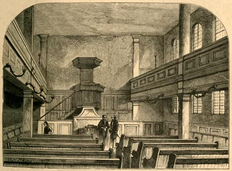 Interiör av Mähriska kapellet i Fetter Lane, 1897.