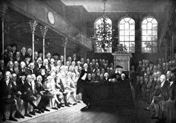 Interiör av det gamla underhuset, St Stephens Chapel, 1793 c1905