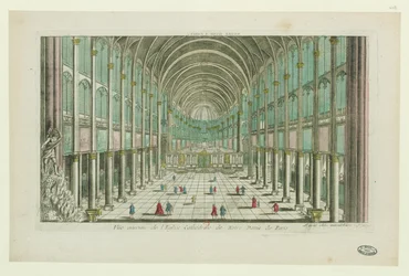 Interiörvy av katedralen Notre-Dame de Paris, ca 1770.