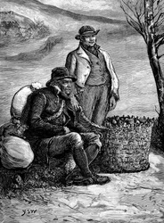 Irländska bönder som bär hem sin utsädespotatis, 1888