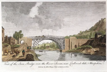 Järnbron över Severn vid Ironbridge, Coalbrookdale, England, byggd 1779