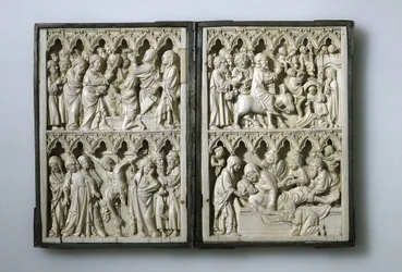 Elfenbensdiptyk med scener från Life of Christ Property of Queen Jadwiga of Polen, 1300-talet