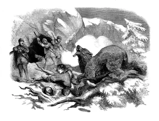 Jack Curlings trängde undan från en grym björn, 1855