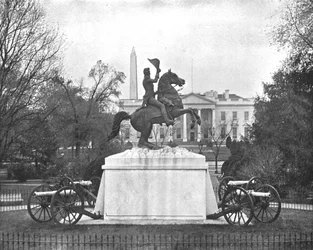 Jackson-statyn, Lafayette Square, Washington DC, USA, c1900.