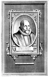 Jacobus Arminius, holländsk teolog och professor i teologi vid universitetet i Leiden
