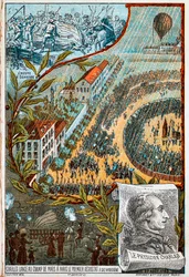 Jacques Charles lanserar sin första aerostat från Champ de Mars, Paris, 1783-1890-talet.