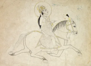 Jai Singh III av Jaipur r. 1818-1835 Ridning, ca. 1820.