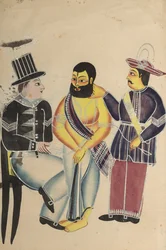 Fångvaktare tar emot Mahant of Tarakeshwar i fängelse, 1800-talet.