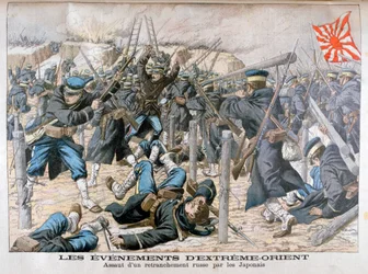 Japansk attack mot en rysk förskansning, rysk-japanska kriget, 1904