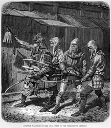 Japanska krigare från inbördeskrigen på 1200-talet, c1875