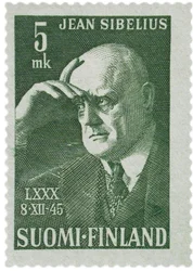 Jean Sibelius frimärke, 1945