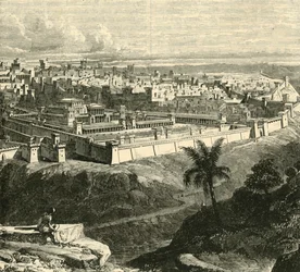 Jerusalem i Jesu Kristi tid, visar templet som återställt av Herodes den store, 1890.