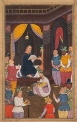 Jesus porträtteras av kung Abgars målare, från en Mirat al-quds..., 1602-1604.