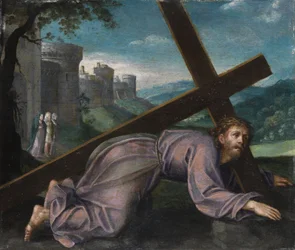 Jesus faller under korset. Norditaliensk målare från 1600-talet